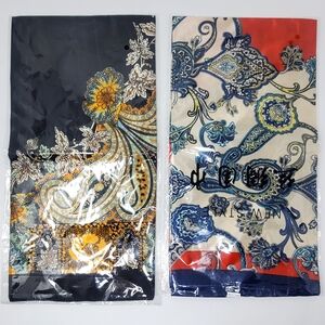 Pair of Colorful Floral and Paisley Patterned Scarves Blue, Red and blue NEW